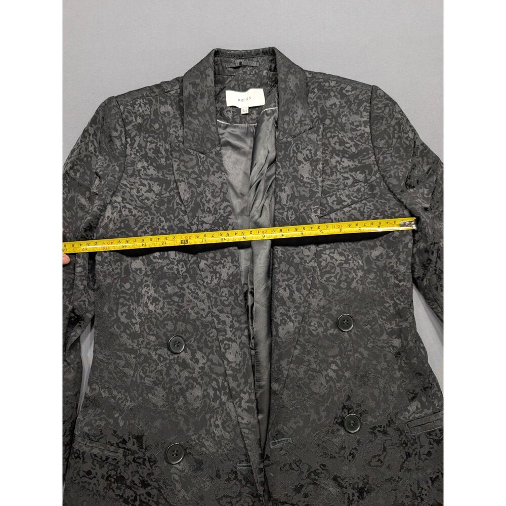 Reiss Women's Double-Breasted Jacquard Blazer Sz 10 Gray